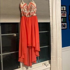 teen aztec print high low dress